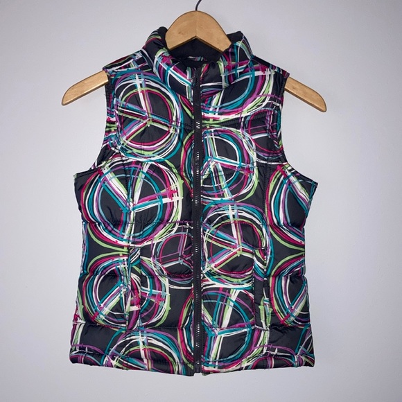 Old Navy Other - Girls Old Navy Gray Peace Sign Puffer Vest Sz Large 10/12